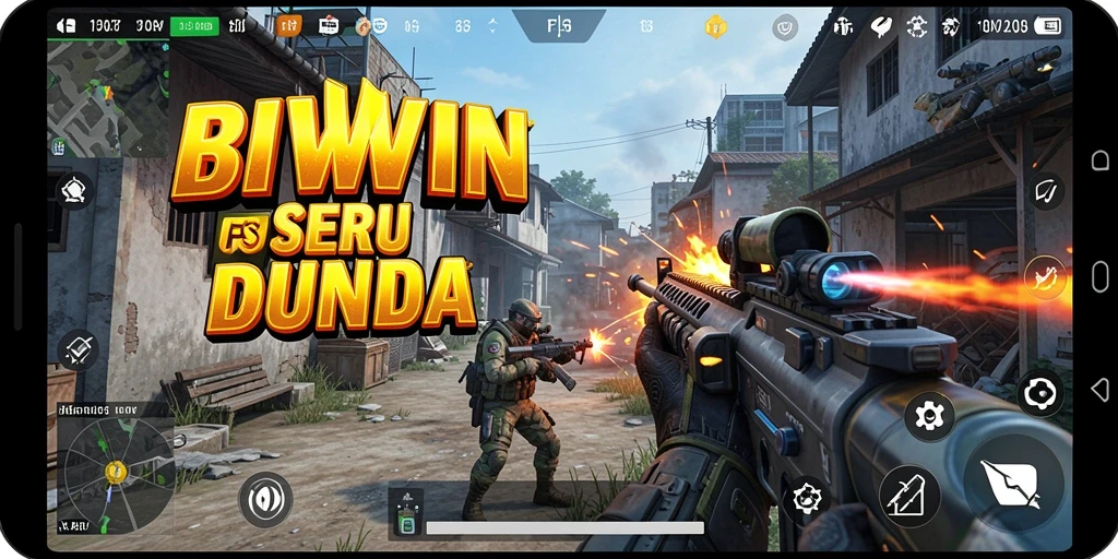 Tampilan atraktif dari gameplay intens BIWIN dalam mode FPS.