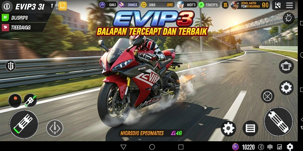 Tampilan gameplay balapan motor yang mendebarkan dan penuh aksi.