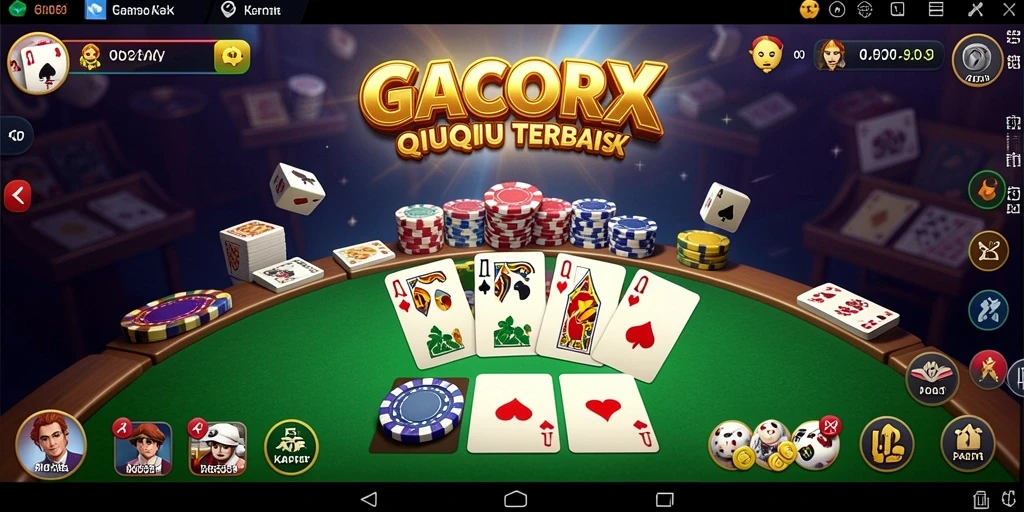 Tampilan gameplay seru dalam GACORX dengan kartu QiuQiu.