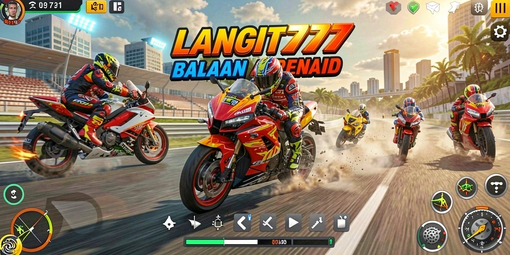 Tampilan gameplay balapan motor yang menegangkan dan seru.