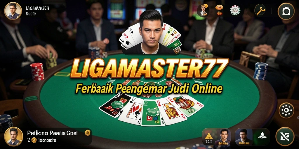 Tampilan gameplay Poker yang mendebarkan di LIGAMASTER77.