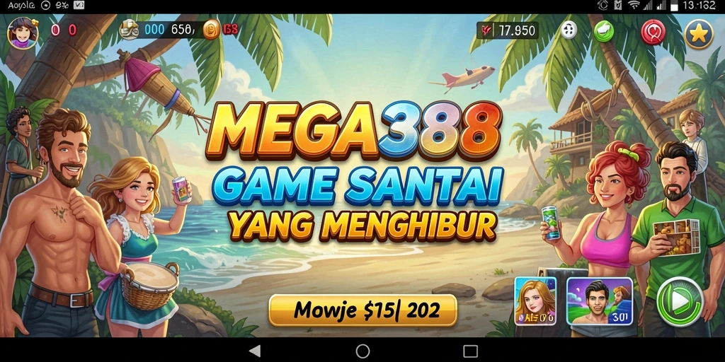Tampilan gameplay MEGA388 yang penuh warna dan menawan.