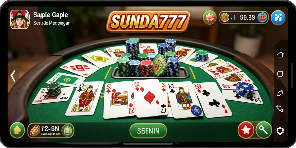 Screenshot SUNDA777 menampilkan gameplay Gaple yang seru dan interaktif.