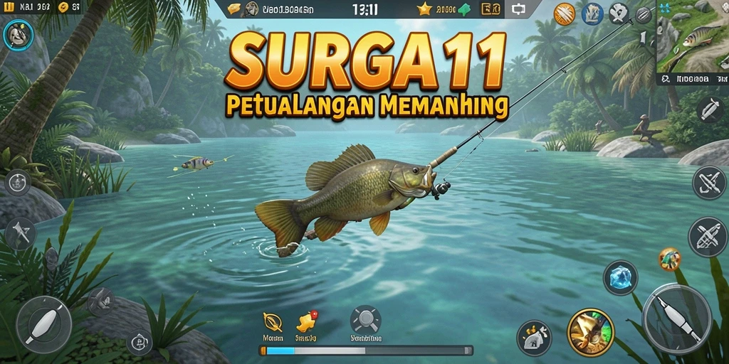 Menampilkan gameplay memancing yang penuh warna dan menyenangkan.