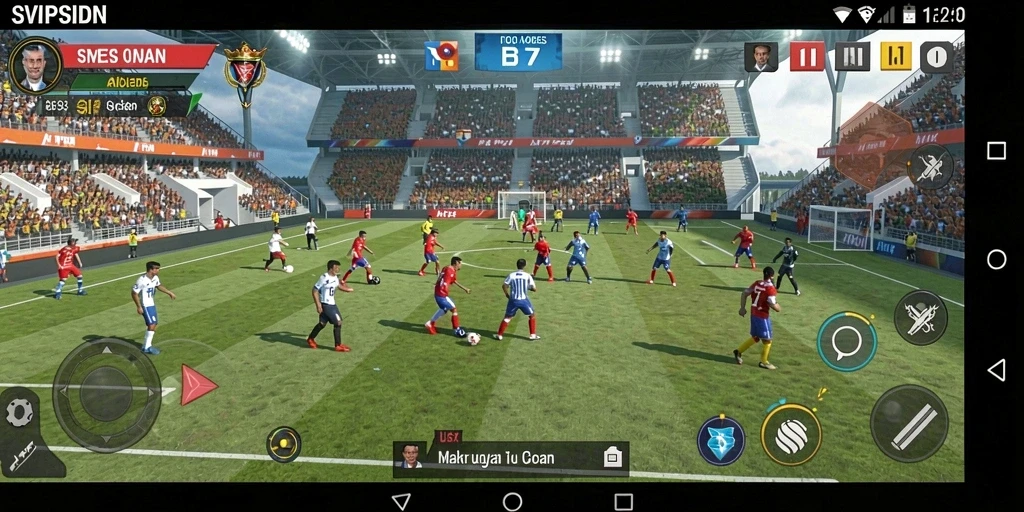 Tampilan gameplay SVIPSIDN dengan aksi mendebarkan di lapangan olahraga.