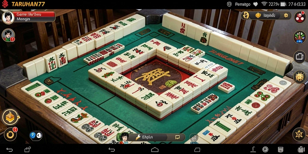 Screenshot TARUHAN77 menunjukkan gameplay menarik Mahjong.